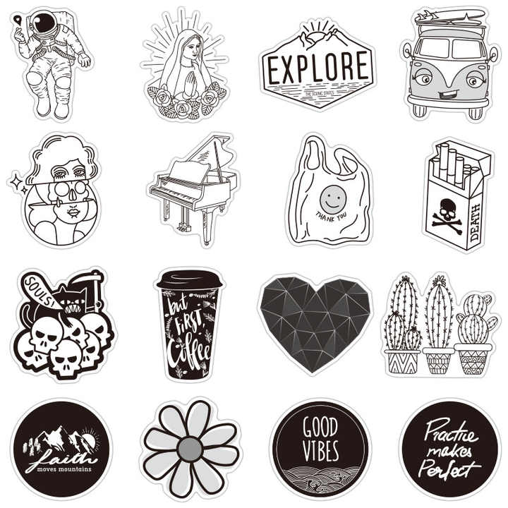 Sticker bomb black white