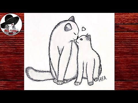 Как нарисовать кошку кота, котенка 