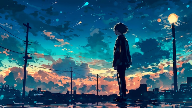 Anime girl Wallpaper 4K, Stars, Surreal 