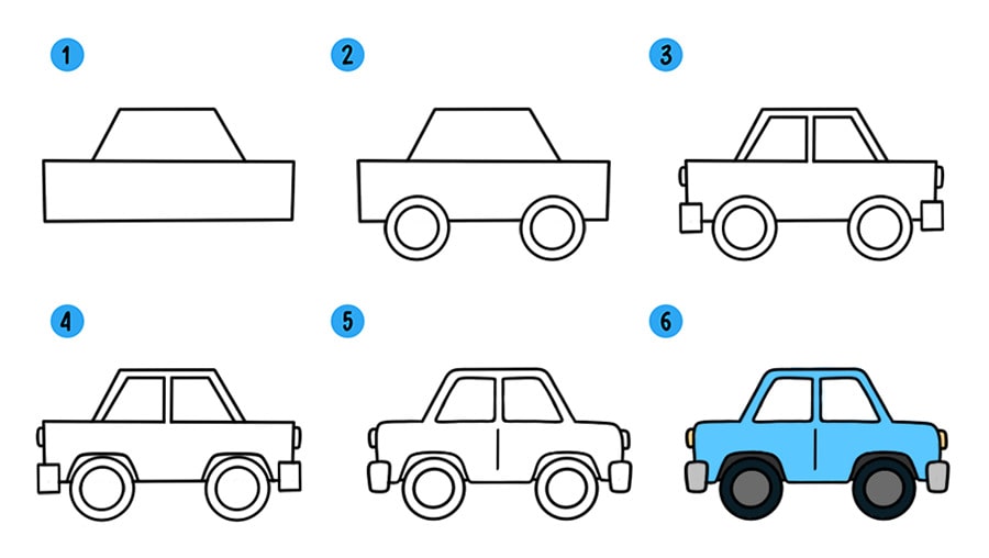 Рисунок машины карандашом легко и красиво поэтапно 