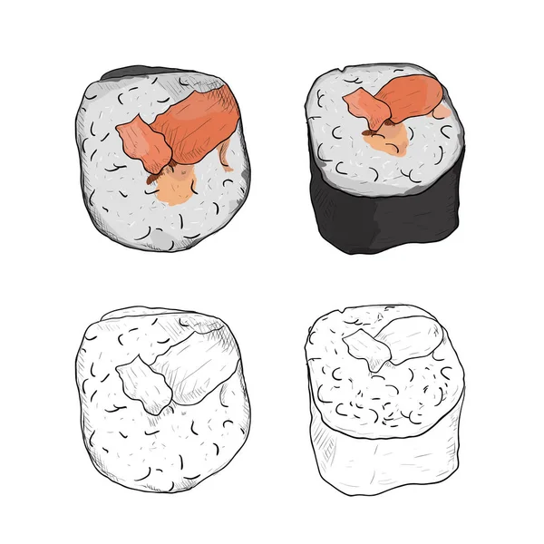 Sushi set doodle stock illustration 